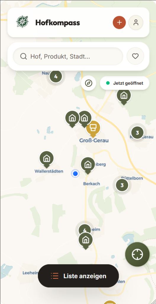 Kartenansicht der Hofkompass App